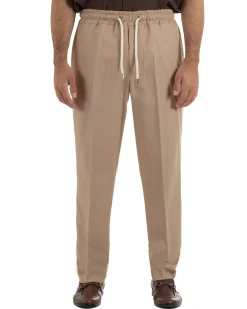 Pantalaccio uomo lino viscosa pantaloni coulisse relaxed fit camel BERNA M-261226