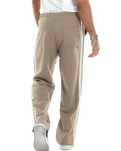 Pantalaccio Uomo Pantaloni Con Coulisse Morbido Viscosa Baggy Fondo Largo Comodo Beige Riga Lato GIOSAL-P6195A