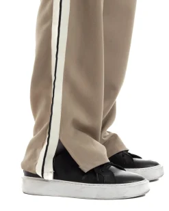 Pantalaccio Uomo Pantaloni Con Coulisse Morbido Viscosa Baggy Fondo Largo Comodo Beige Riga Lato GIOSAL-P6195A