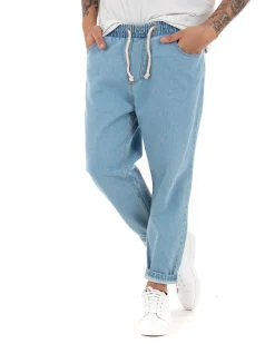 Pantaloni jeans uomo loose fit basic pantalaccio denim chiaro GIOSAL-P4081A
