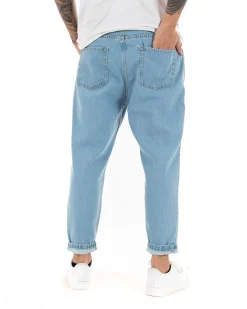 Pantaloni jeans uomo loose fit basic pantalaccio denim chiaro GIOSAL-P4081A