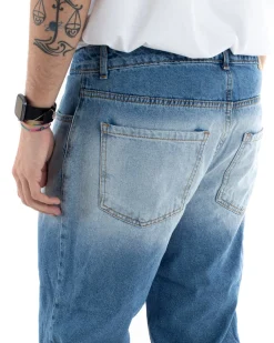 Pantaloni Jeans Uomo Regular Fit Denim Stone Washed Casual GIOSAL-P5593A