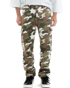 Pantaloni Jeans Uomo Straight Fit Militare Denim Cargo Mimetico Casual GIOSAL-P5751A