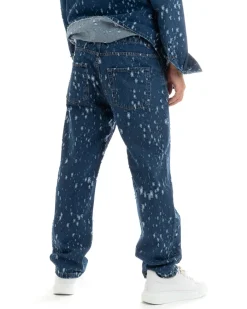 Pantaloni Jeans Uomo Straight Fit Denim Scuro Con Rotture Cinque Tasche GIOSAL-P5929A