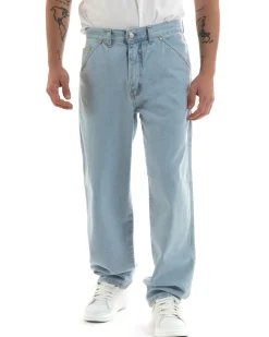 Pantaloni Jeans Uomo Unisex Baggy Denim Chiaro Tasca America Casual GIOSAL-P5756A
