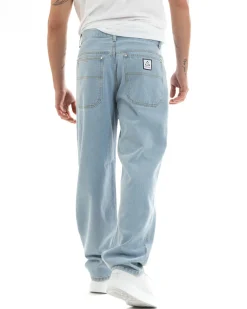Pantaloni Jeans Uomo Unisex Baggy Denim Chiaro Tasca America Casual GIOSAL-P5756A