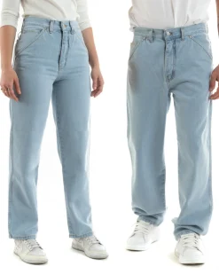 Pantaloni Jeans Uomo Unisex Baggy Denim Chiaro Tasca America Casual GIOSAL-P5756A