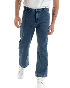 Pantaloni Jeans Uomo Wide Leg Basic Cargo Cinque Tasche Casual Denim GIOSAL-P5729A