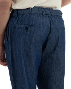 Pantaloni pantalaccio uomo chino tasche america sartoriale coulisse denim melangiato GIOSAL-P6507A