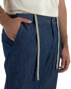 Pantaloni pantalaccio uomo chino tasche america sartoriale coulisse denim melangiato GIOSAL-P6507A