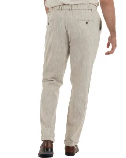 Pantaloni pantalaccio uomo lino sartoriale coulisse beige melangiato GIOSAL-P6508A