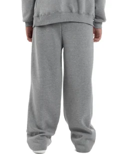 Pantaloni Tuta Baggy Fondo Largo Felpato Logo Grigio Berna M-252196