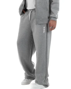 Pantaloni Tuta Baggy Fondo Largo Felpato Logo Grigio Berna M-252196