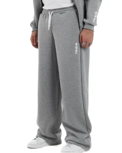 Pantaloni Tuta Baggy Fondo Largo Felpato Logo Grigio Berna M-252196