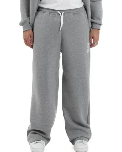Pantaloni Tuta Baggy Fondo Largo Felpato Logo Grigio Berna M-252196