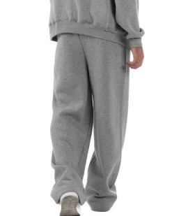 Pantaloni Tuta Baggy Fondo Largo Felpato Logo Grigio Berna M-252196