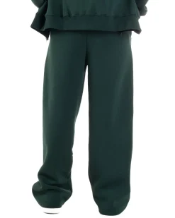 Pantaloni Tuta Baggy Fondo Largo Felpato Logo Verde Berna M-252196