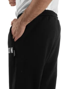 Pantaloni Tuta Pantalaccio Basic Logo Tinta Unita Nero ICON ICUF2W6P003