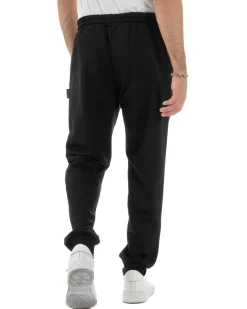 Pantaloni Tuta Pantalaccio Basic Logo Tinta Unita Nero ICON ICUF2W6P003
