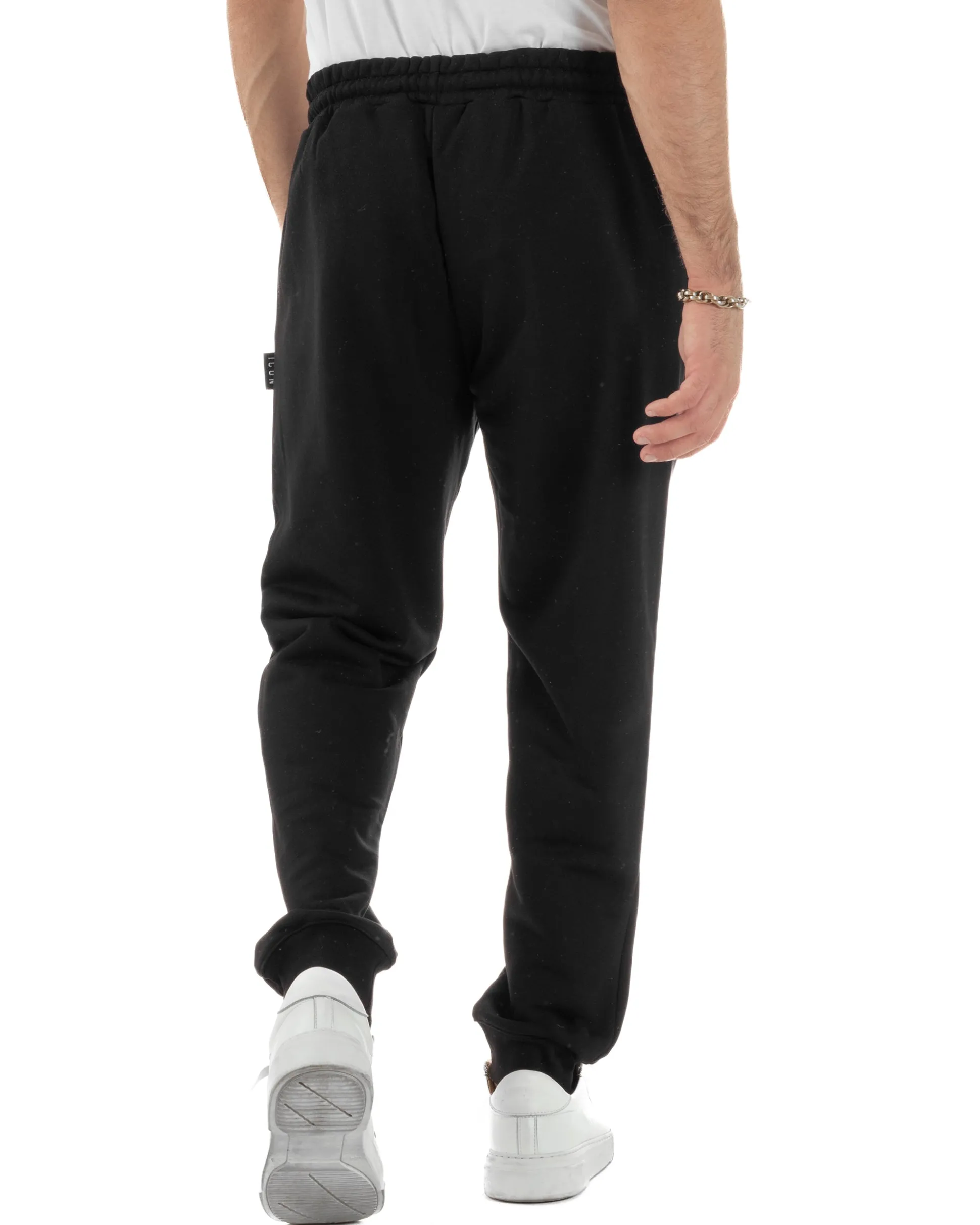 Pantaloni Tuta Pantalaccio Basic Logo Tinta Unita Nero ICON ICUF2W6P003