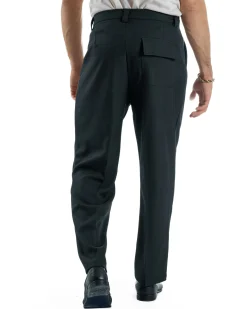 Pantaloni Uomo Baggy Con Pinces Viscosa Vita Alta Gurkha Pants Classico Blu P6432A