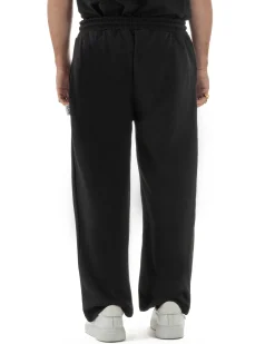 Pantaloni uomo baggy pantalaccio tuta cotone basic logo nero ICON IUP001
