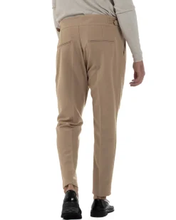 Pantaloni Uomo Classico Con Pinces Viscosa Vita Alta Gurkha Pants Fibbie Beige P6371A