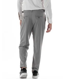 Pantaloni Uomo Classico Con Pinces Pants Abbottonatura Allungata Vita Alta Gurkha Fibbie Viscosa Casual Grigio GIOSAL-P6286A