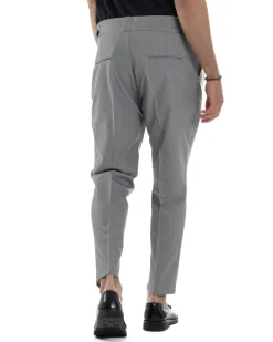 Pantaloni Uomo Classico Con Pinces Vita Alta Gurkha Pants Abbottonatura Allungata Fibbie Viscosa Estivo Casual Grigio GIOSAL-P6271A