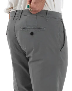 Pantaloni Uomo Cotone Chino Tasca America Capri Basic Sartoriale Slim Fit Casual Grigio Scuro GIOSAL-P6311A