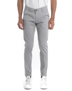 Pantaloni Uomo Cotone Con Tasca America Chinos Sartoriale Slim Fit Casual Grigio Chiaro GIOSAL-P5703A
