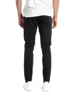 Pantaloni Uomo Cotone Tasca America Chinos Sartoriale Slim Fit Casual Nero GIOSAL-P5702A