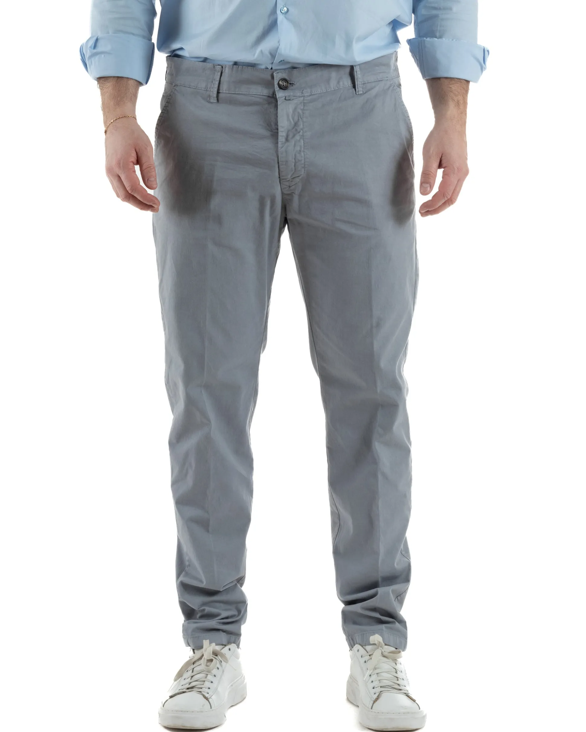 Pantaloni Uomo Cotone Tasche America Grigio TCP1009A