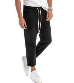 Pantaloni uomo jeans jogger cotone loose fit rotture nero GIOSAL-P3028A