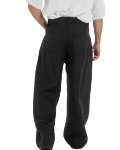 Pantaloni uomo lino baggy fit cinque tasche nero GIOSAL-P6502A