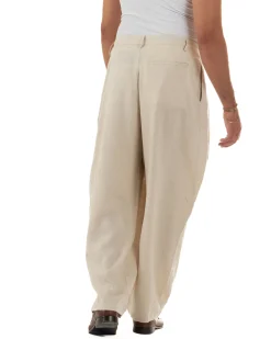 Pantaloni uomo lino baggy wide fit pinces estivo beige GIOSAL-P6521A