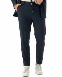 Pantaloni uomo no stiro impermeabile coulisse blu GIOSAL-P6463A