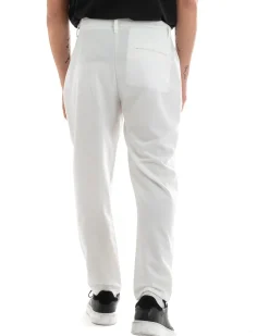 Pantaloni Uomo Pantalaccio Comodo Viscosa Con Elastico Con Pinces Straight Fit Tinta Unita Bianco GIOSAL-P5649A