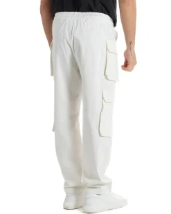 Pantaloni Uomo Pantalaccio Con Tasconi Cargo Baggy Bianco Con Coulisse Fondo Largo GIOSAL-P6007A