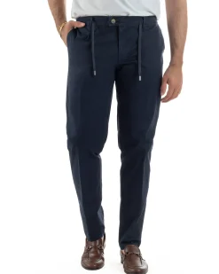 Pantaloni uomo pantalaccio chino tasche america elastico sul retro blu GIOSAL-P6495A