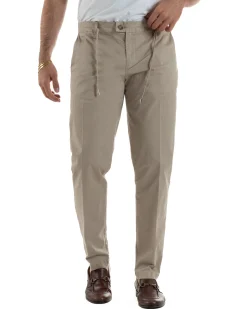 Pantaloni uomo pantalaccio chino tasche america elastico sul retro beige GIOSAL-P6493A