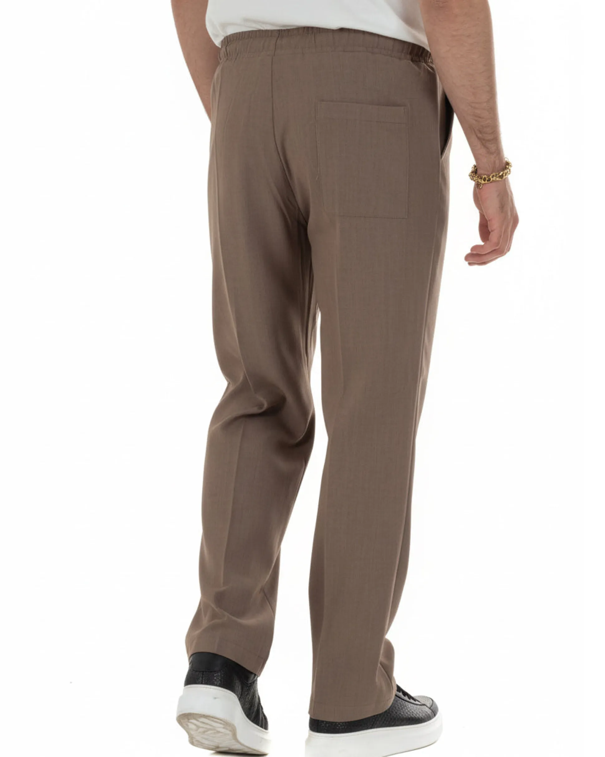 Pantaloni uomo pantalaccio morbido viscosa baggy fondo largo marrone GIOSAL-P6443A