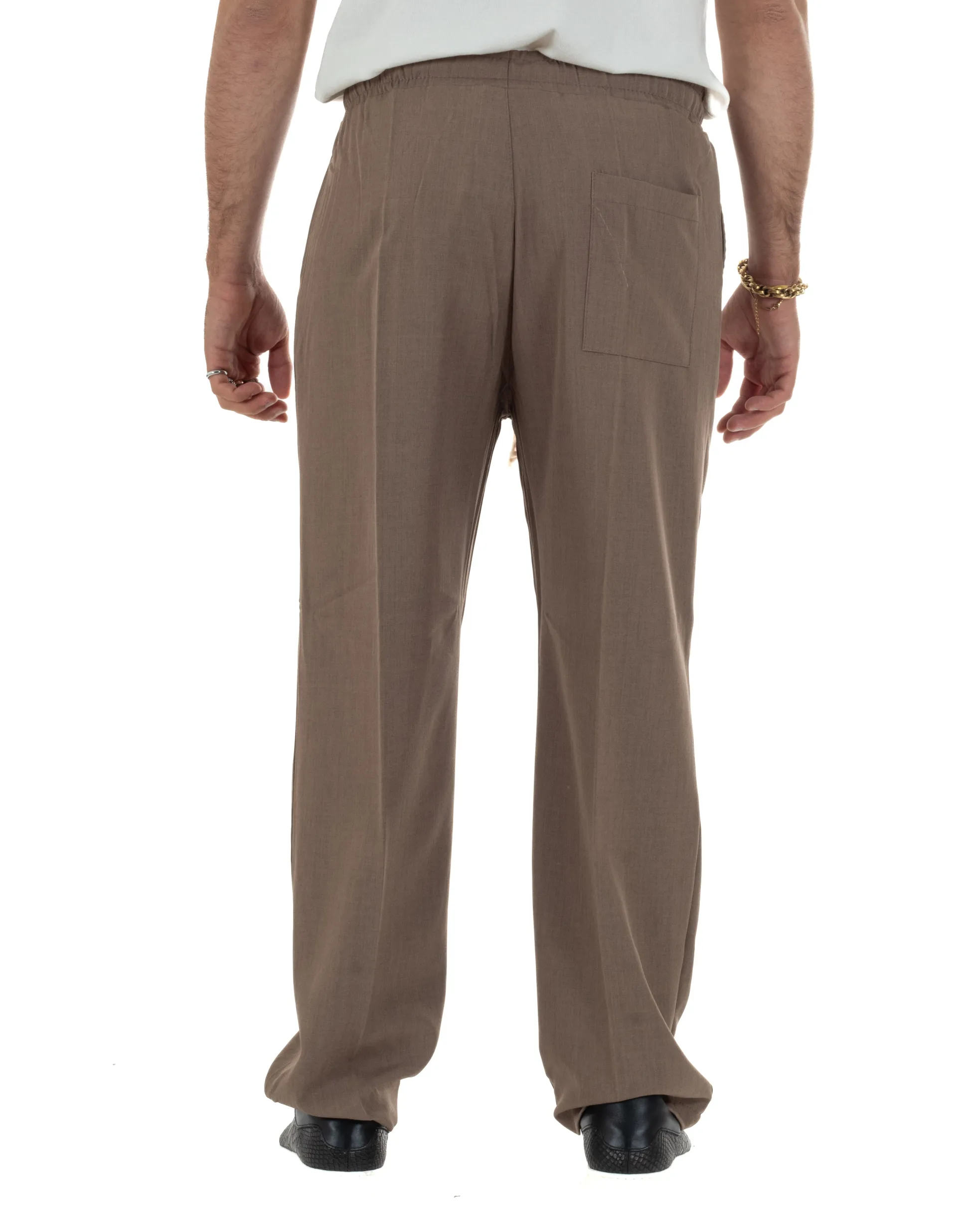Pantaloni uomo pantalaccio morbido viscosa baggy fondo largo marrone GIOSAL-P6443A