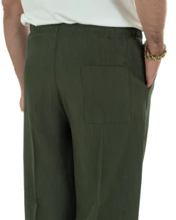 Pantaloni Uomo Pantalaccio Morbido Viscosa Baggy Fondo Largo Verde P6093A