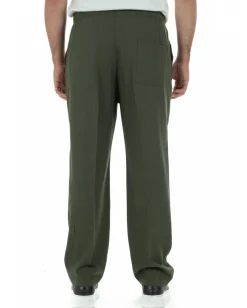 Pantaloni Uomo Pantalaccio Morbido Viscosa Baggy Fondo Largo Verde P6093A