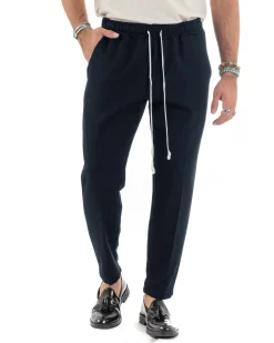 Pantaloni Uomo Pantalaccio Morbido Coulisse Viscosa Invernale Blu P6157A