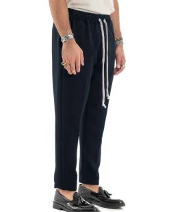 Pantaloni Uomo Pantalaccio Morbido Coulisse Viscosa Invernale Blu P6157A
