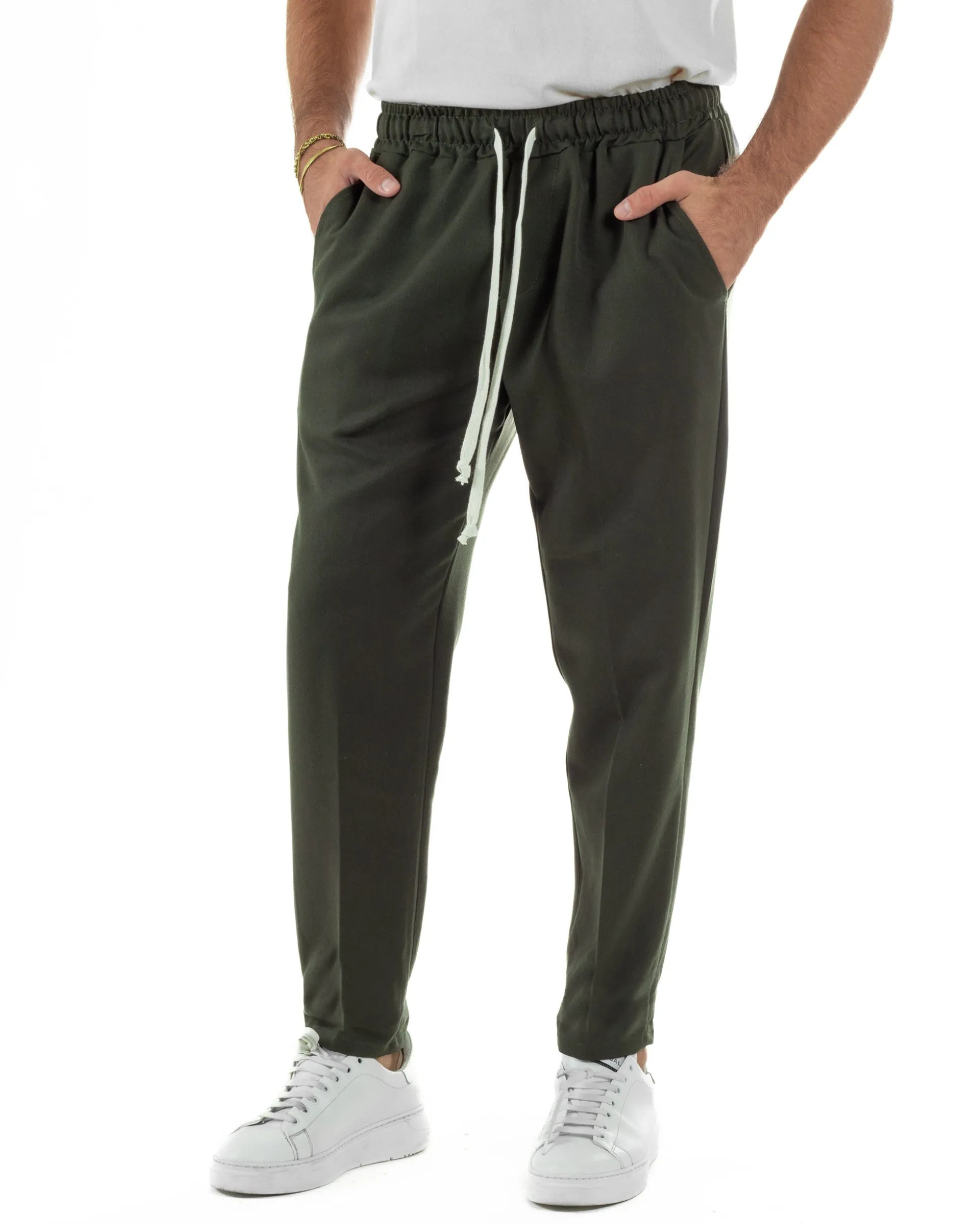 Pantaloni Uomo Pantalaccio Morbido Coulisse Viscosa Invernale Verde P6340A