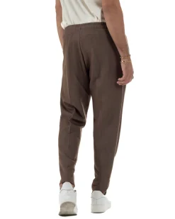 Pantaloni Uomo Pantalaccio Morbido Coulisse Viscosa Invernale Marrone P6341A