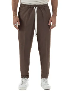 Pantaloni Uomo Pantalaccio Morbido Coulisse Viscosa Invernale Marrone P6341A